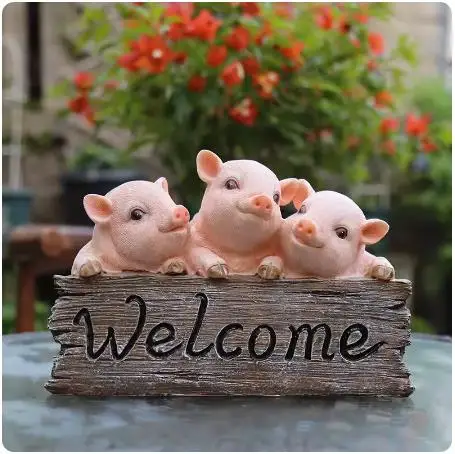 

Resin Pig Welcome Sign, Creative Garden Ornaments, Gift