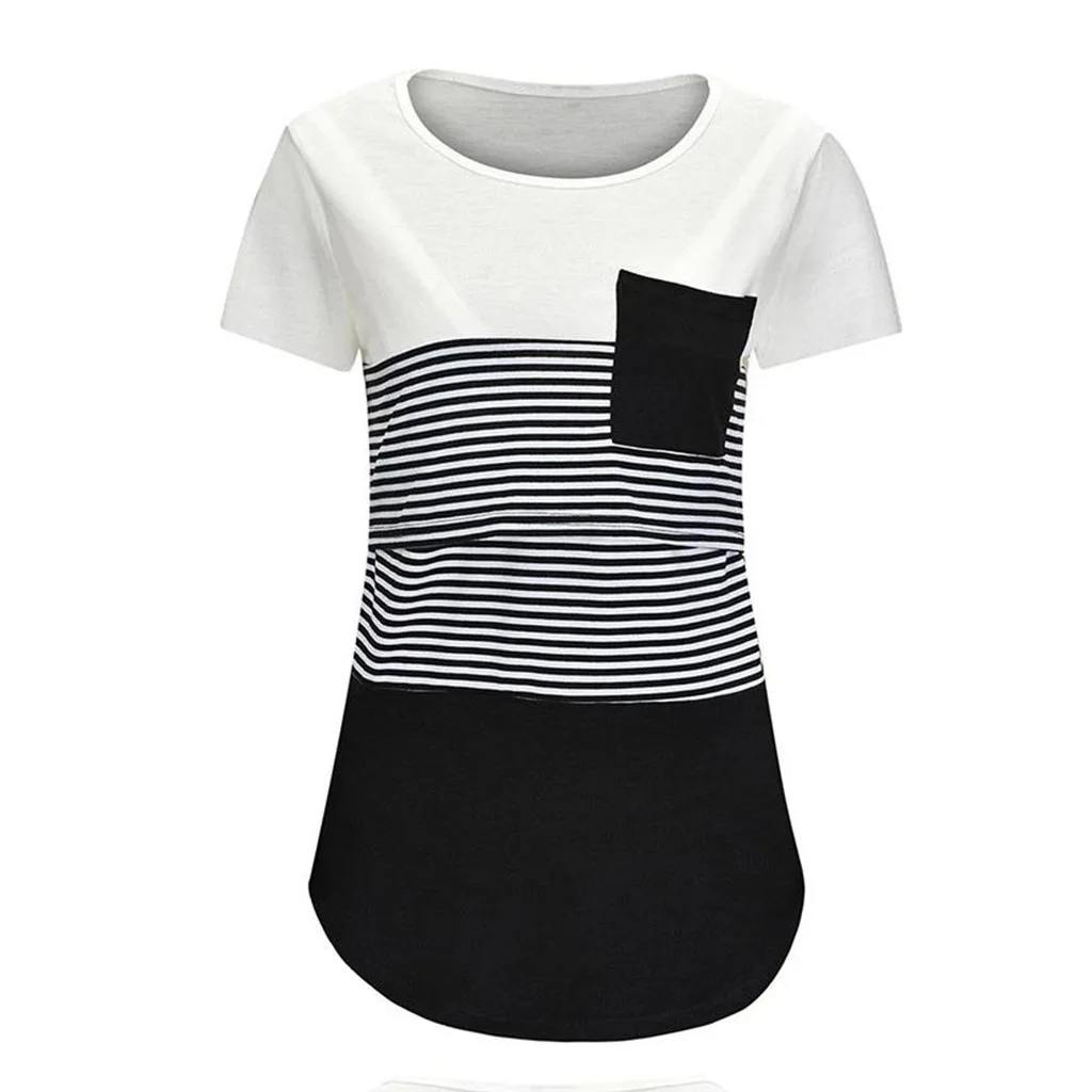 Striped Maternity Nursing Top