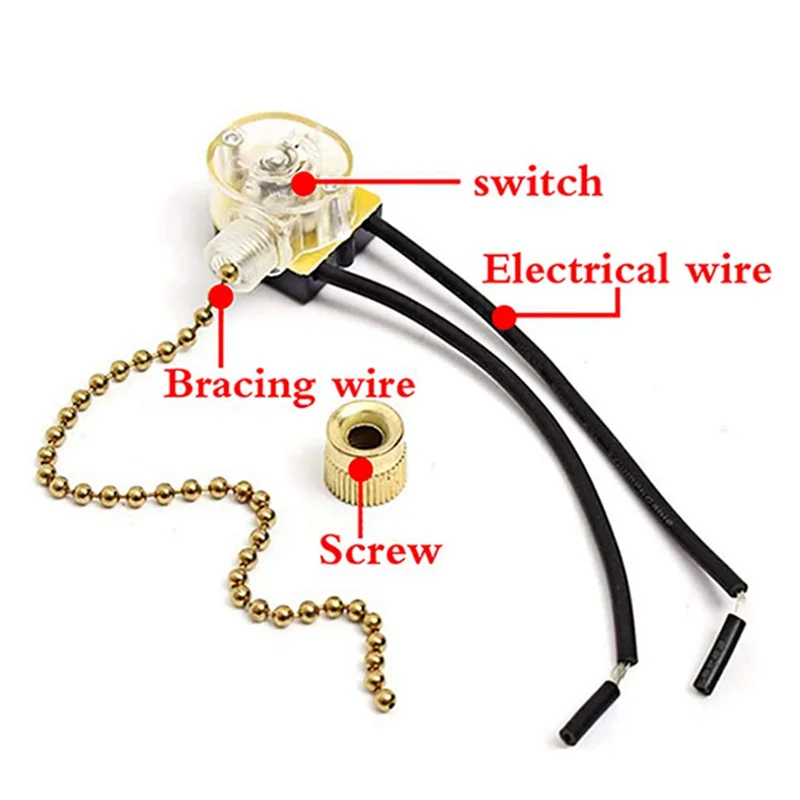 Interruptor de luz de ventilador de techo Zing Ear ZE-109, interruptor de luz de dos cables con cables de tracción de luz para ventiladores de techo, lámparas, 2 piezas, bronce