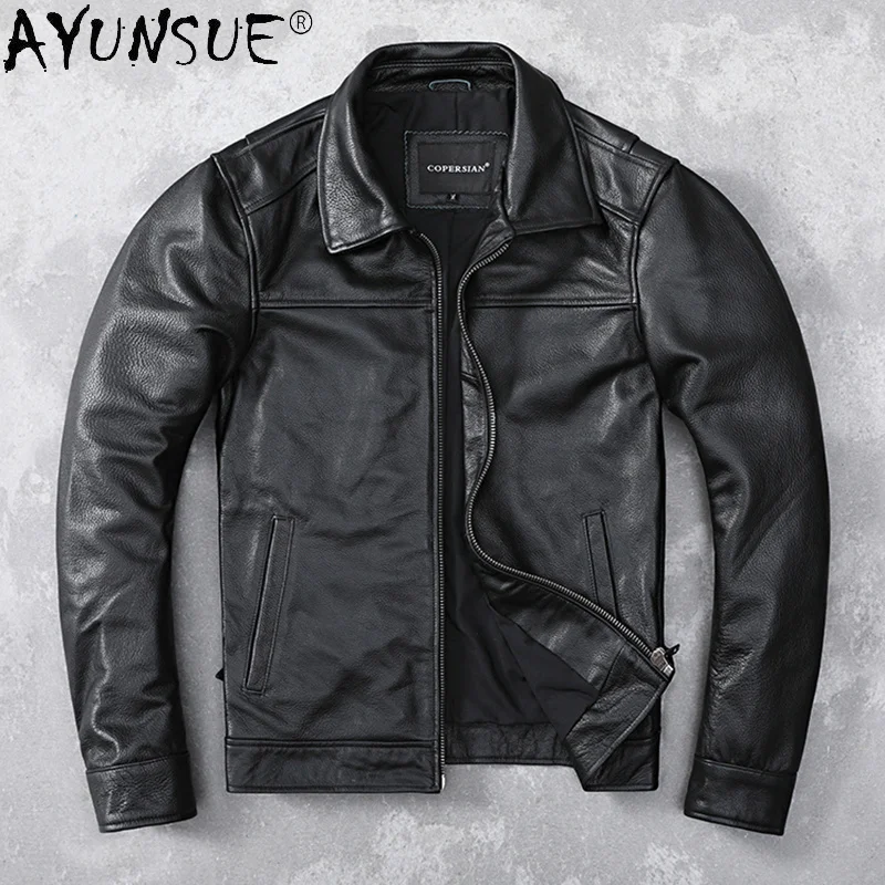 

100% Genuine Leather Jacket Men Vintage Natural Cowskin Coat Spring Autumn Mens Jackets Cool Chaquetas Hombre