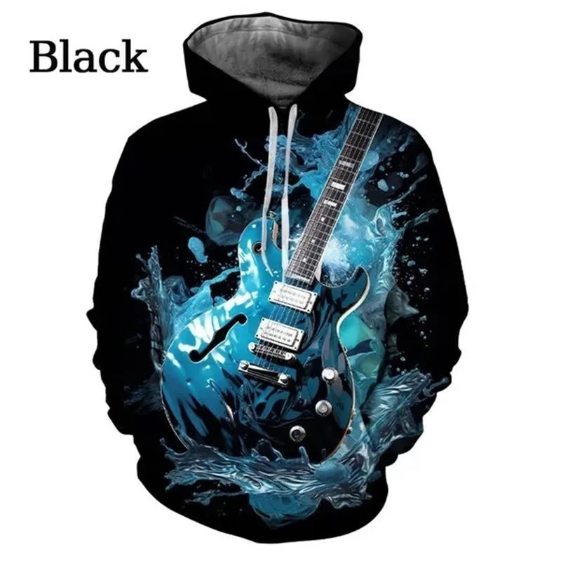 thumbnail image 1 of Sudadera con capucha con estampado 3D de guitarra para hombre, sudadera con personalidad a la moda para hombre, sudadera con capucha de talla grande, sudaderas gráficas, 1 of 5