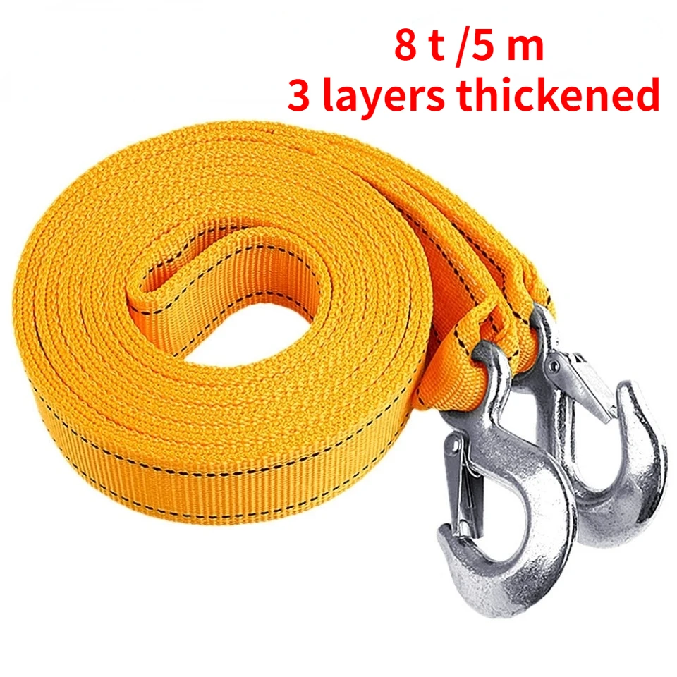 ATsafeVehicle Rescue Tow Strap with Hooks, Corda de recuperação pesada, Corda de reboque para