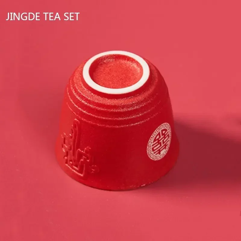 Tea Set Household Red Ceramics Tea Pot Set Boutique Tea Pot and Cup Set Sets Gifts Handmade Teaware Accessories