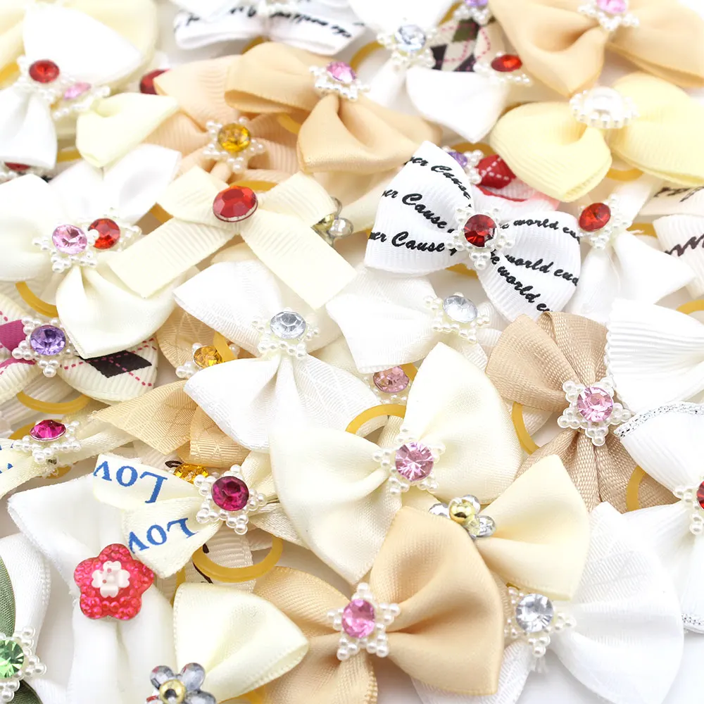 New 10/50 Pcs Wholesale Pet Pet Dog Cat Hair Bows Rubber Bands Rubber Bands Diamond Dog Accessories Small Dog Pet Supplies Cute 5