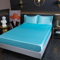 Luxury Satin Fitted Sheet High-End Solid Color Mattress Cover With Elastic Band Bed Sheet 90x200 180x200 Fit Sheet 1
