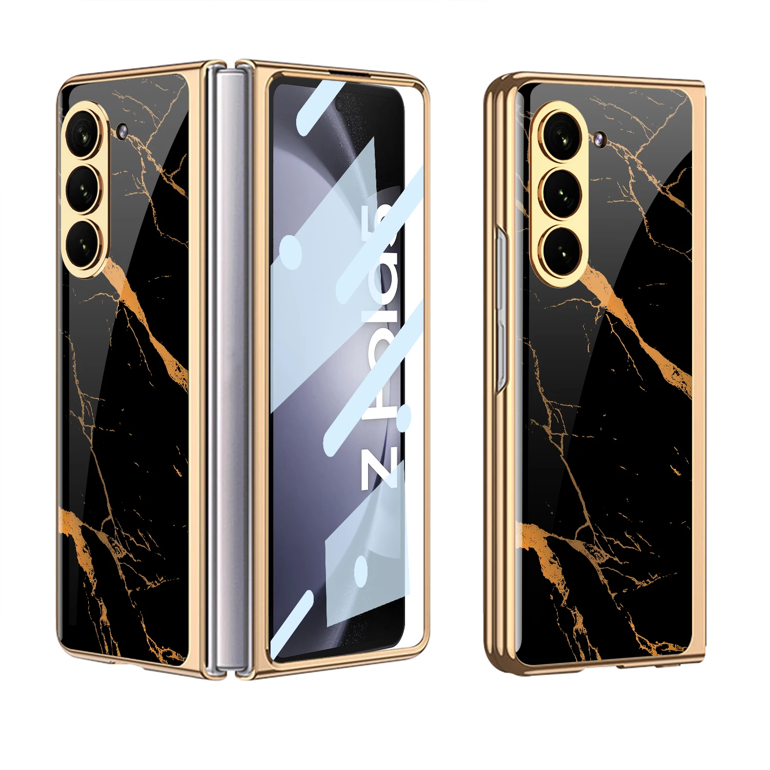 Luxury Plating Screen Glass Case For Samsung Galaxy Z Fold 6 5 Case Back Painted