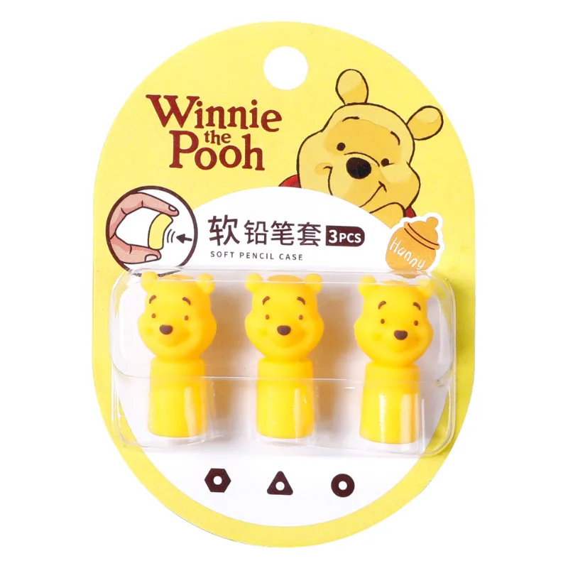 3pcs Kawaii 디즈니 부드러운 고무 어린이 연필 케이스 위니 베어 귀여운 연필 캡 학교 문구 용품