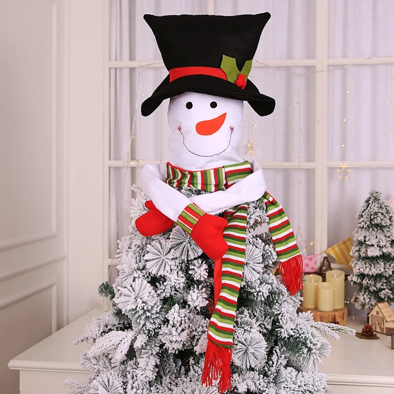Christmas Tree Topper Snowman Hugger - Bendable Arms Winter Holiday Decor For Top Of Christmas Tree Home Decoration - View #7