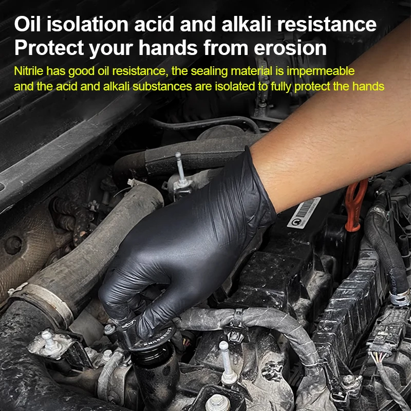 Disposable composite nitrile gloves PVC nitrile synthetic black high elasticity household car cleaning protective gloves