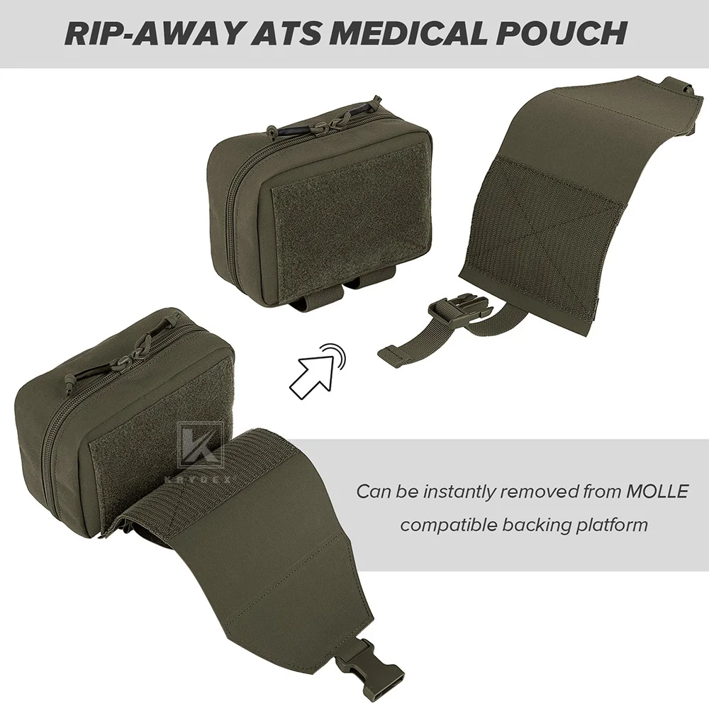 KRYDEX Tactical Tear Off First Aid IFAK Pouch Rip Away Medical Pouch MOLLE EMT Holder Hunting Airsoft Trauma Kit Survival Bag 6