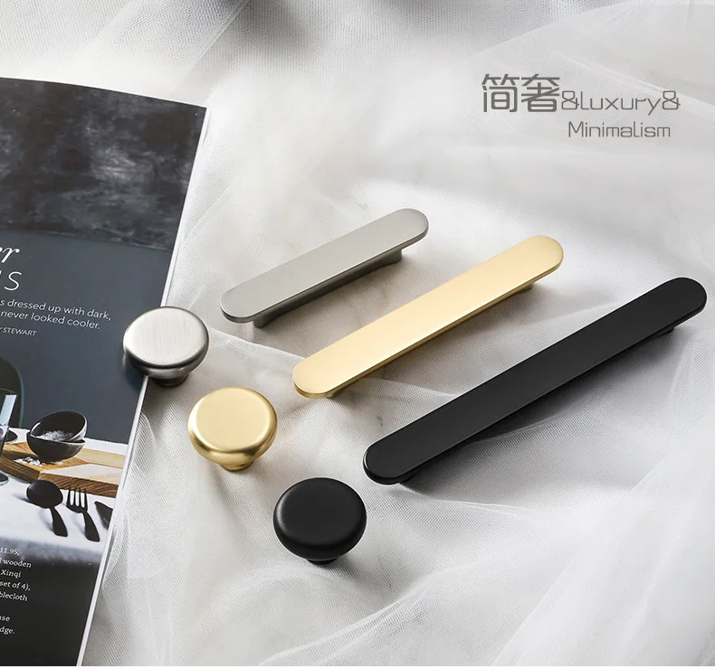 Description Picture 3 of itemLuxury Cabinet, Wardrobe Door Handle, Brushed Gold, Simple Kitchen Cabinet, Drawer Handle, Furniture, Zinc Alloy Small Handle