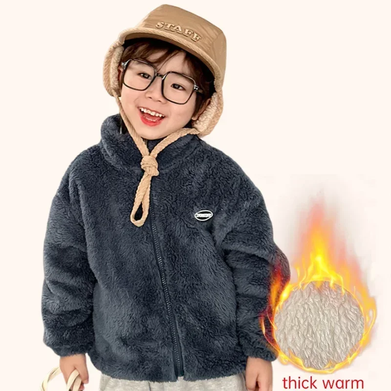 Autumn Winter Children Coat Fleece Thicken Warm Kids Coats Outwear Cute Cardigan Jackets For Children Clothing girls winter coat,boys school hooded jacket