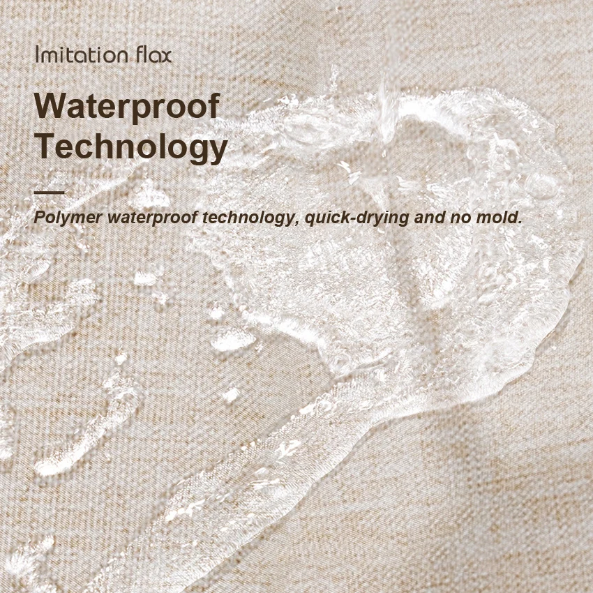 Shower Curtains Imitation Linen Big Rings Bathroom Waterproof Thick Fabric Bathtub Large Modern