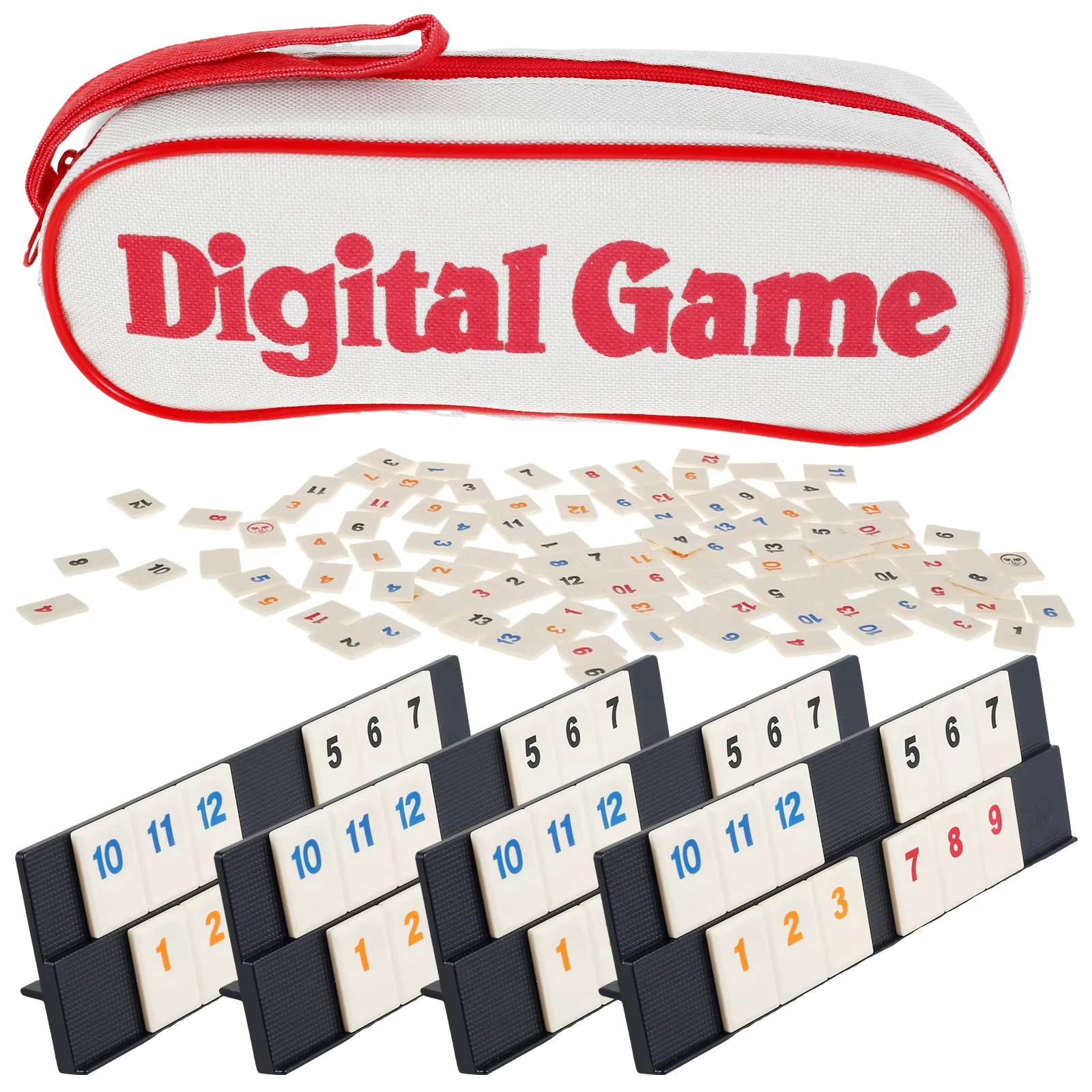 Board Game Rummy Cube Game 4 Racks 104 Tiles Set Portable Case Travel Set For Family Classic Board Games