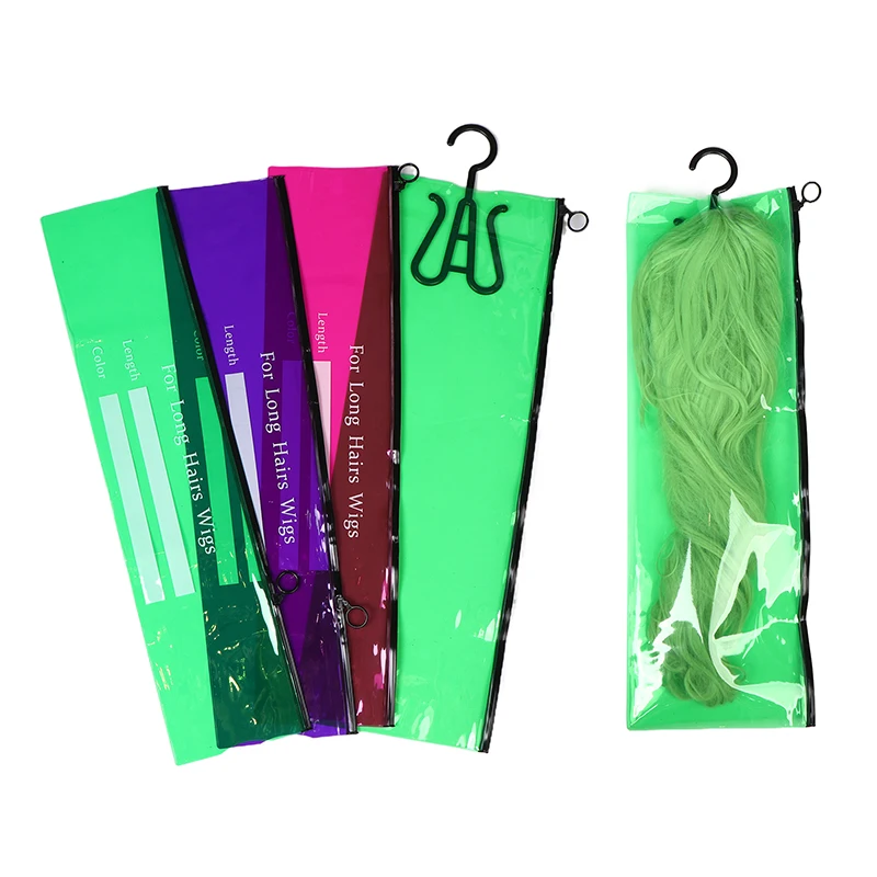 M/L Wig Colored PVC Dust Bag Waterproof Hair Extension Storage Bag, Salon Barber Hanging Wig Holder Zipper Wig Bag Wig Protect
