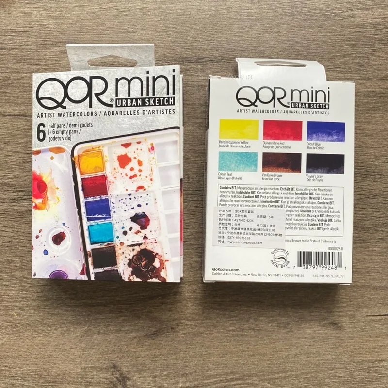 미국 QOR 단색 수채화 안료, 5ml 튜브 팩, 기본 24 색 고채도 다리미 박스 세트, 아티스트 아트 페인팅 용품