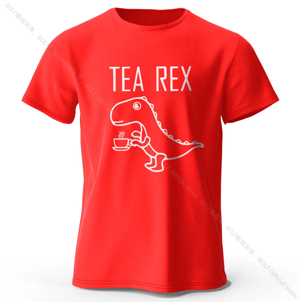 Tea-Rex Dinosaur Graphic Unisex Cotton T-Shirt - Soft & Breathable Short Sleeve Tee