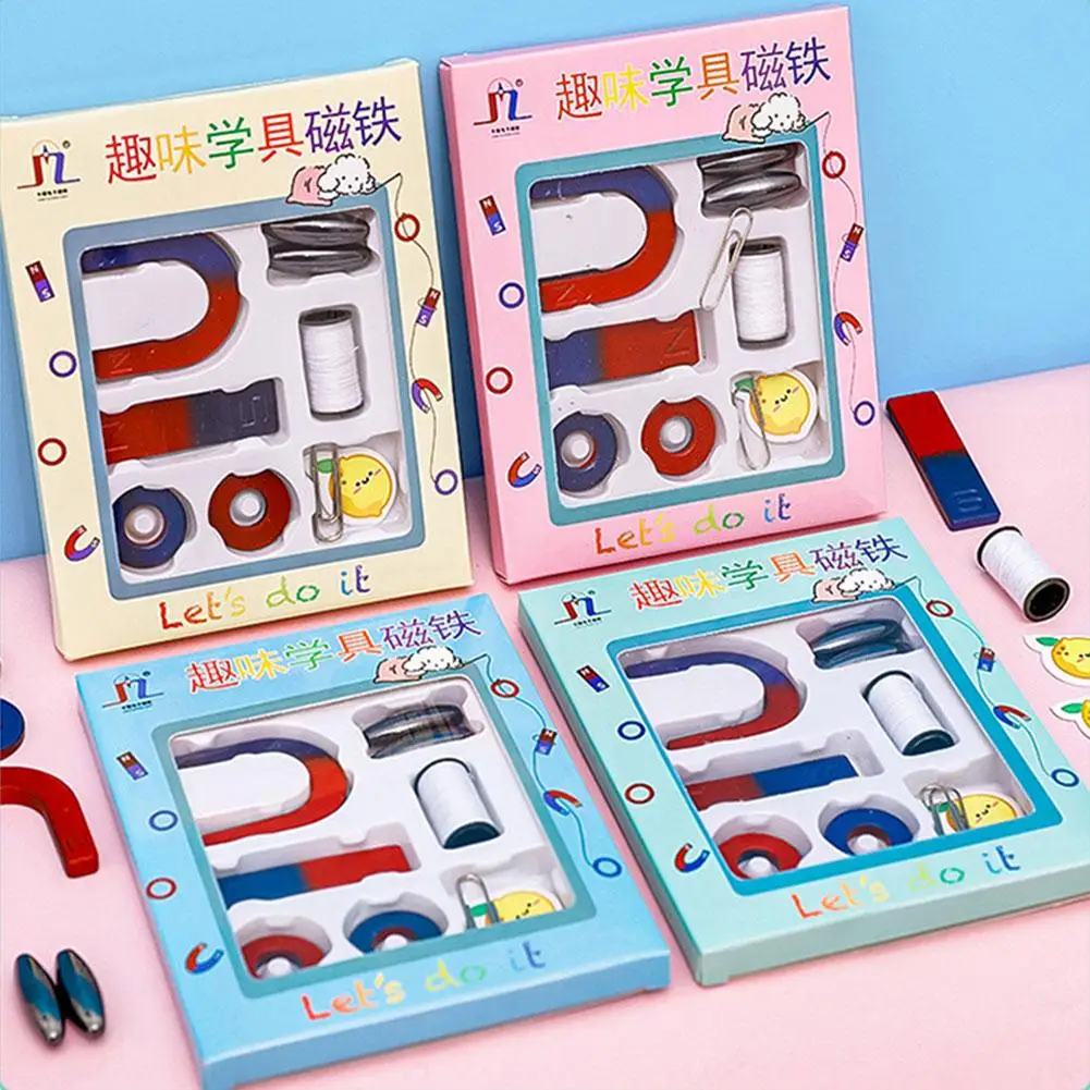 Kids Physics DIY Bar Horseshoe Compass Magnets Set Experiment Study Toy Science Teaching Resources Training Tool Kids L1N6 educational toy