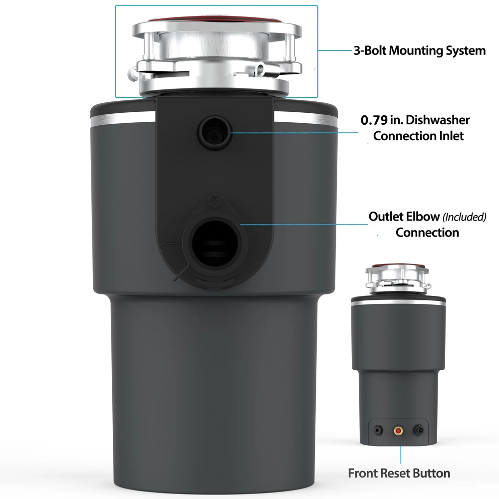 Recycle Machine Food Waste Disposer Waste Shredder Sink Garbage Shredder Connectable To Dishwasher