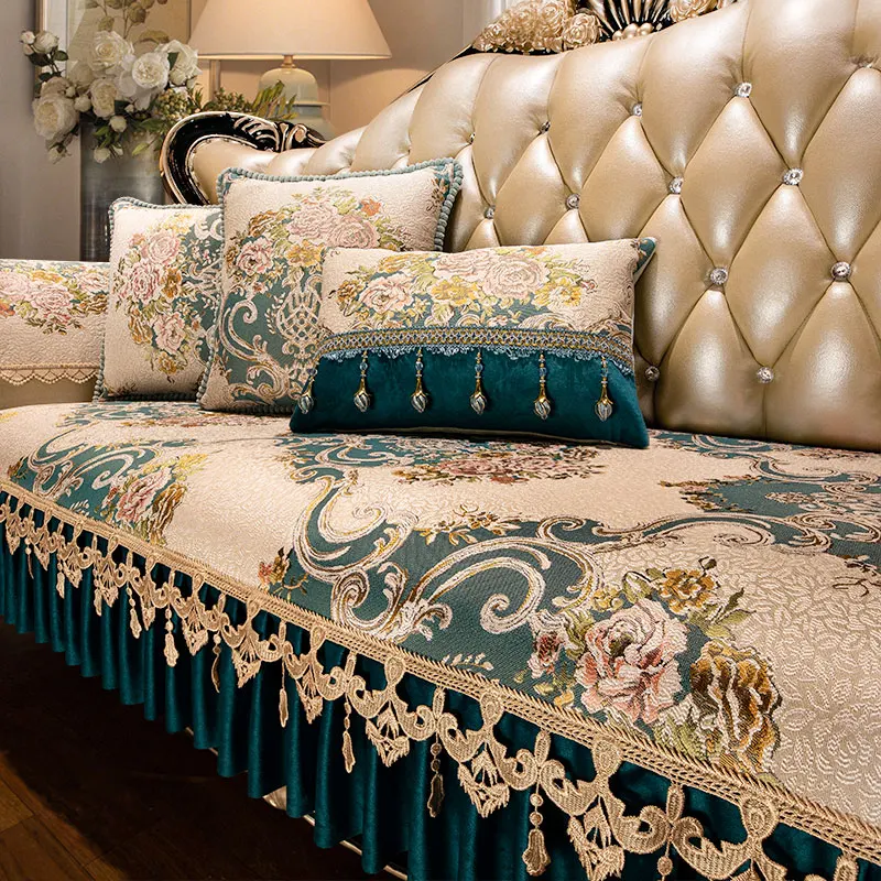Luxury European Style Sofa Covers Four Seasons Universal Anti-slip Slipcover Jacquard Fabric Living Room Decoration Couch Cover 2