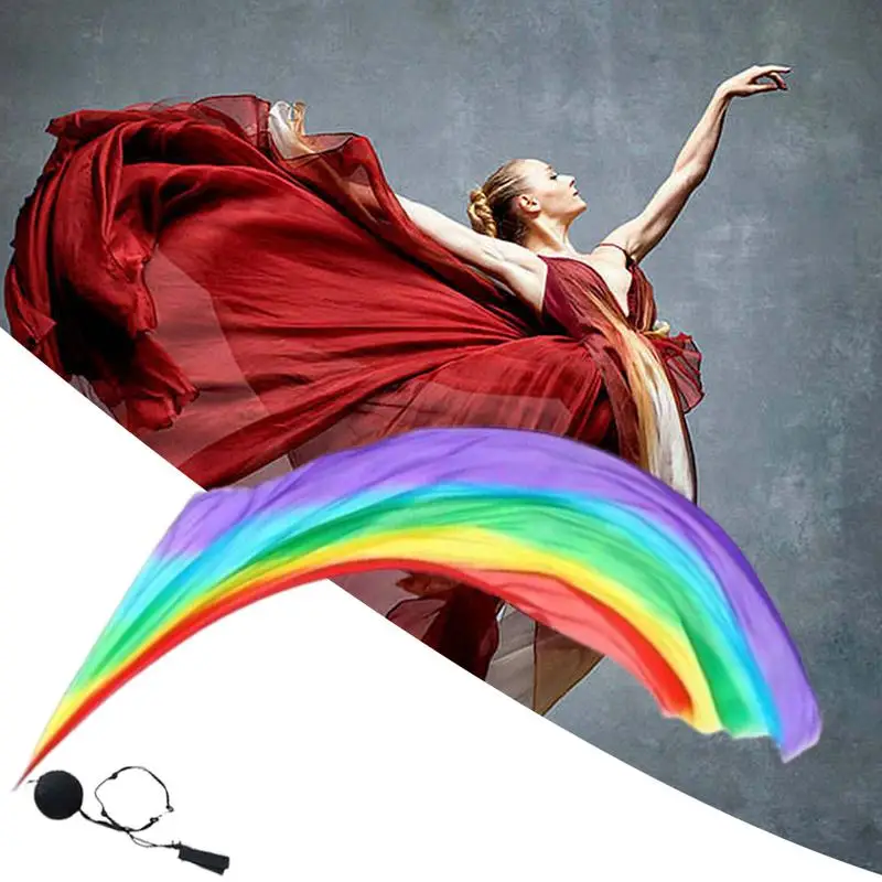 Dance Silk Veil Belly Dance Silk Scarf Veils Poi Streamer Gradual Colors Silk Poi Flags With Poi Ball Belly Dance Silk Scarf 3