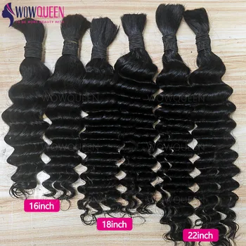 100% Human Hair Deep Wave Boho Braids Human Hair Bulk 50g/100g Braiding Hair Weave Extensions Brazilian Curly Hair for Braiding 1