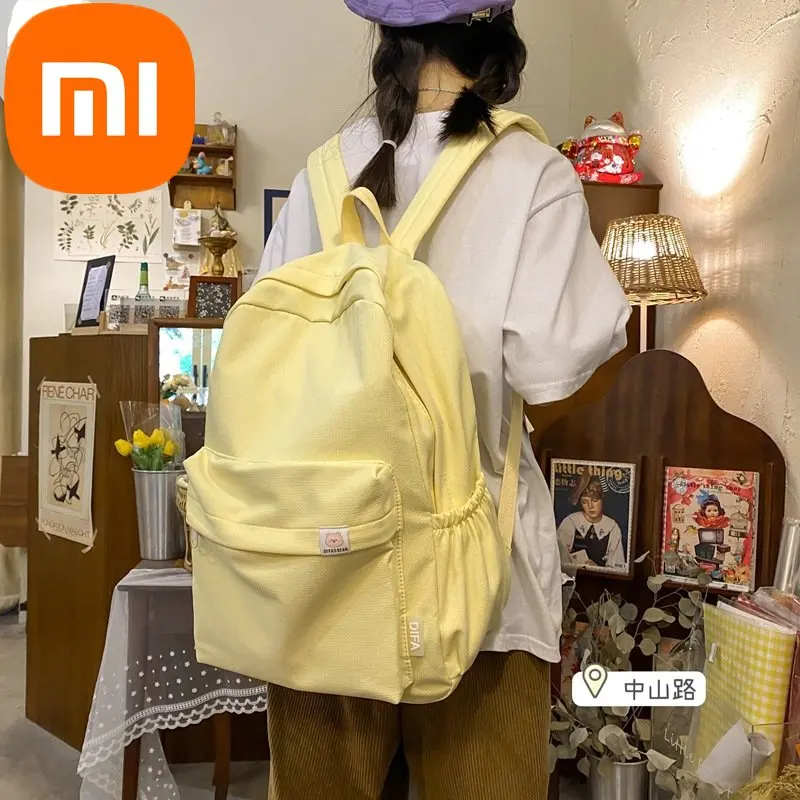 

Школьный ранец Xiaomi для девочек, милый однотонный вместительный рюкзак для учеников старших классов