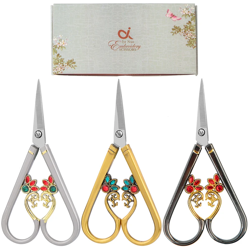

MIUSIE 1Pc Retro Sewing Scissors New Style Embroidery Scissors Household Sewing Cutting Shears DIY Art Craft Scissors