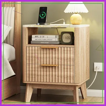 Fluted Nightstand Charging Station 1