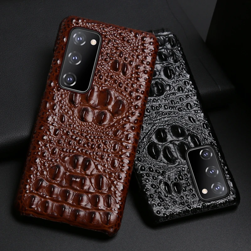 

Чехол из натуральной воловьей кожи для телефона Samsung Galaxy S21 Ultra FE S22 Plus A53 3D с крокодиловым черепом и текстурой крокодиловой головы