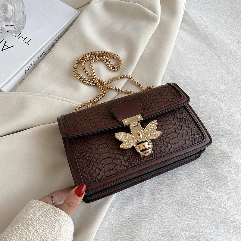 thumbnail image 1 of Bolsos cruzados de piel sintética con diseño de abeja para mujer, bolsos de hombro con cadenas, bolsos de mano de lujo para mujer, bolsos de diseñador, 1 of 5