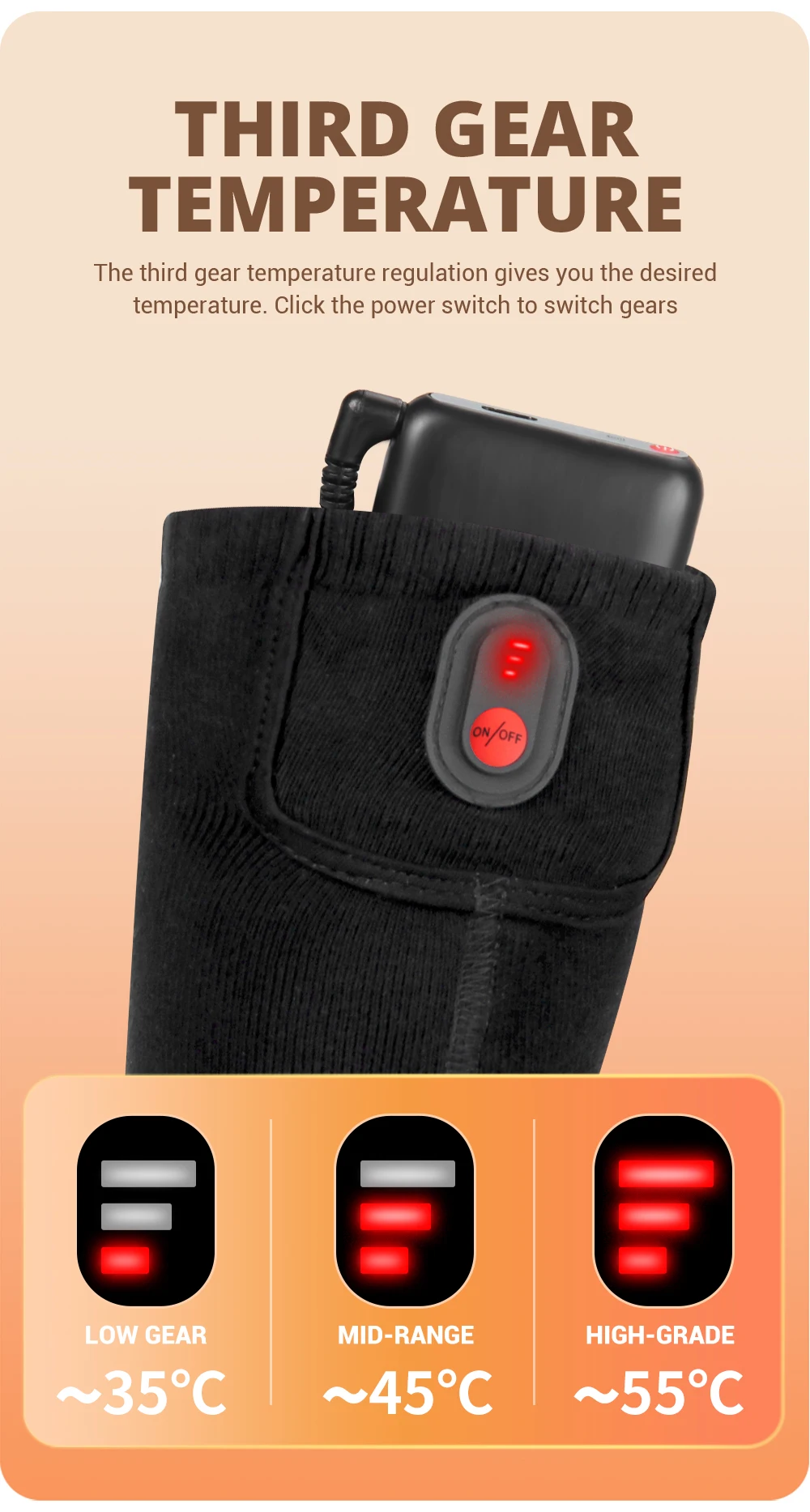 A pair of thermal socks with built-in heaters for foot warmth.