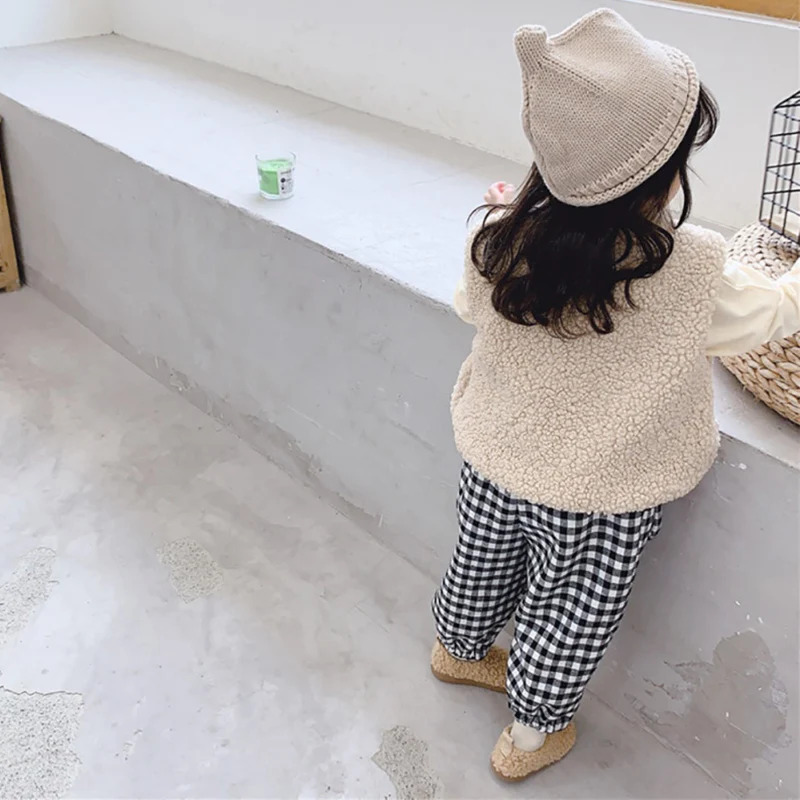 Children Vest Autumn Winter Girls Boys Plush Vest Baby Plus Velvet Waistcoat Single Breasted V Neck Child Warm Fashion Warm Teddy Hair Coat