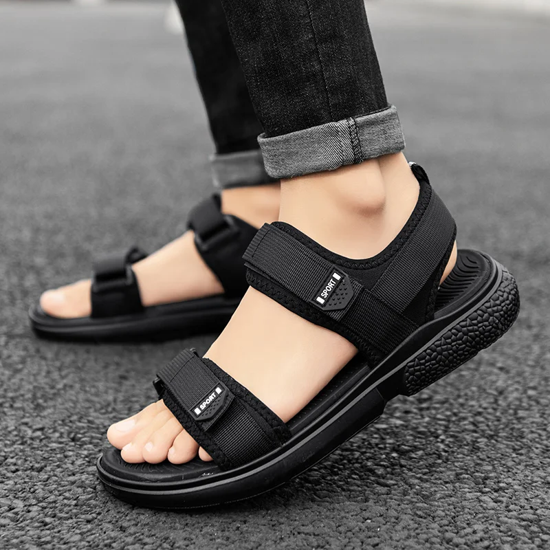 Non-Slip Men's Sandals Summer Wear-Resistant Breathable Simple White-Soled Men's Business Beach Shoes leather sandals,recovery sandals