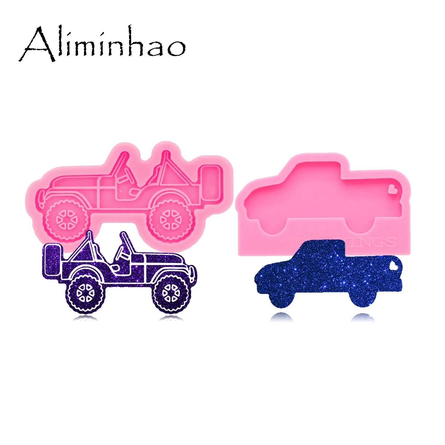 

DY0149 Shiny Car Silicone Molds for DIY Truck Key Ring Epoxy Resin Mold Craft Custom Keychain, Chocolate Cake Mold