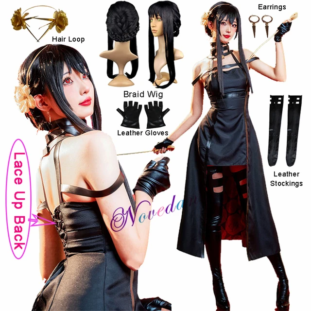 Anime Spy X Family Yor Forger Cosplay Wig Dress Suit Assassin Gothic Black  Red Skirt Outfit Uniform Yor Briar Earring Long Hair - Cosplay Costumes -  AliExpress