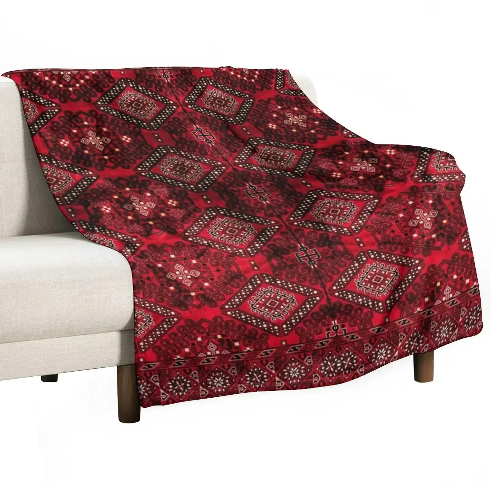

Oriental Traditional Vintage Royal Red Moroccan Style Design Throw Blanket Soft Plaid on the sofa Blankets