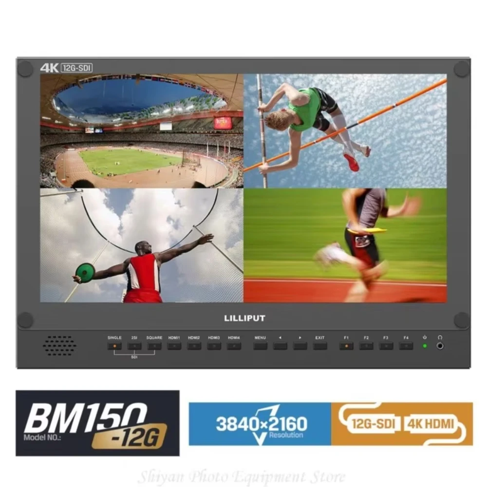 Lilliput 4K 12G-SDI input Broadcast Director Monitor BM150-12G 15.6 inch 4k HDMI For 6U Rackmount Multiviewer Camera Display