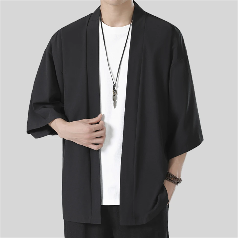 Large Size Casual Shirts Mens Harajuku Cotton Short Sleeve Cardigan Shirt Men Chinese Style Solid Color Summer Men Clothing 5XL 6