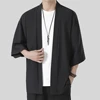 Large Size Casual Shirts Mens Harajuku Cotton Short Sleeve Cardigan Shirt Men Chinese Style Solid Color Summer Men Clothing 5XL 6