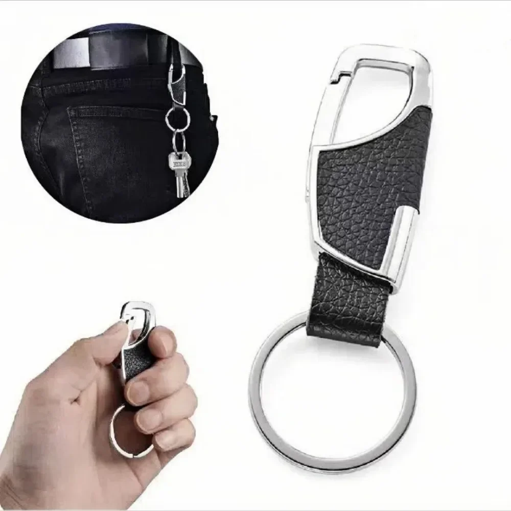 Personalized Leather Splicing Waist Hanging Car Keychain Metal