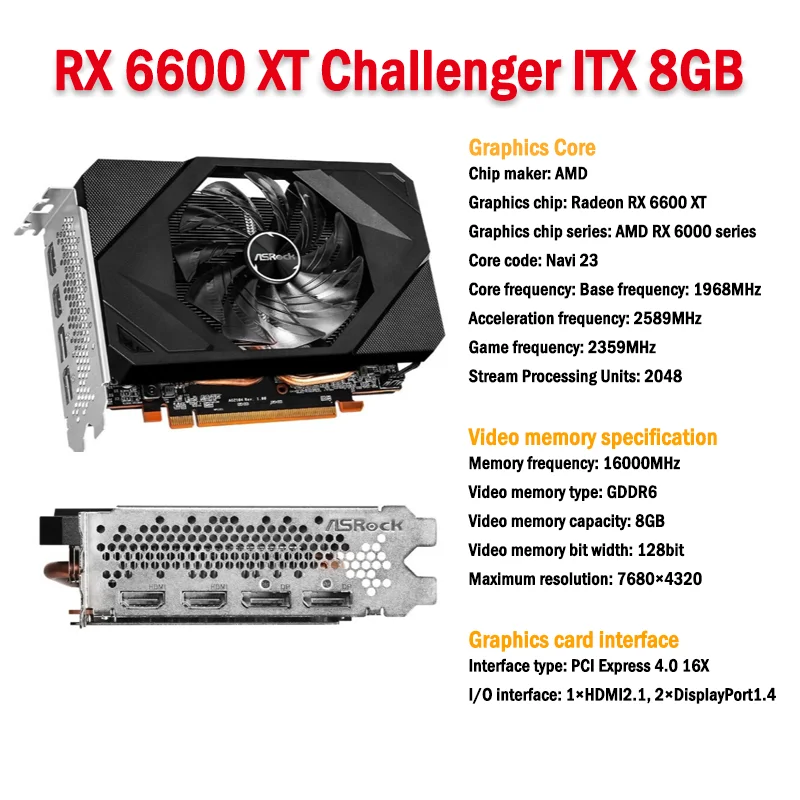 ASRock AMD Radeon RX 6650 XT Challenger D 8GB OC Placa de vídeo RX 6650XT  GDDR6 128bit Video Cards GPU DeskTop Graphics Card - AliExpress