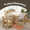 Kids Art Table and 2 Chairs Set Wooden Drawing Table with Large Storage Shelf Craft Table Toddler Activity and Study Desk 3