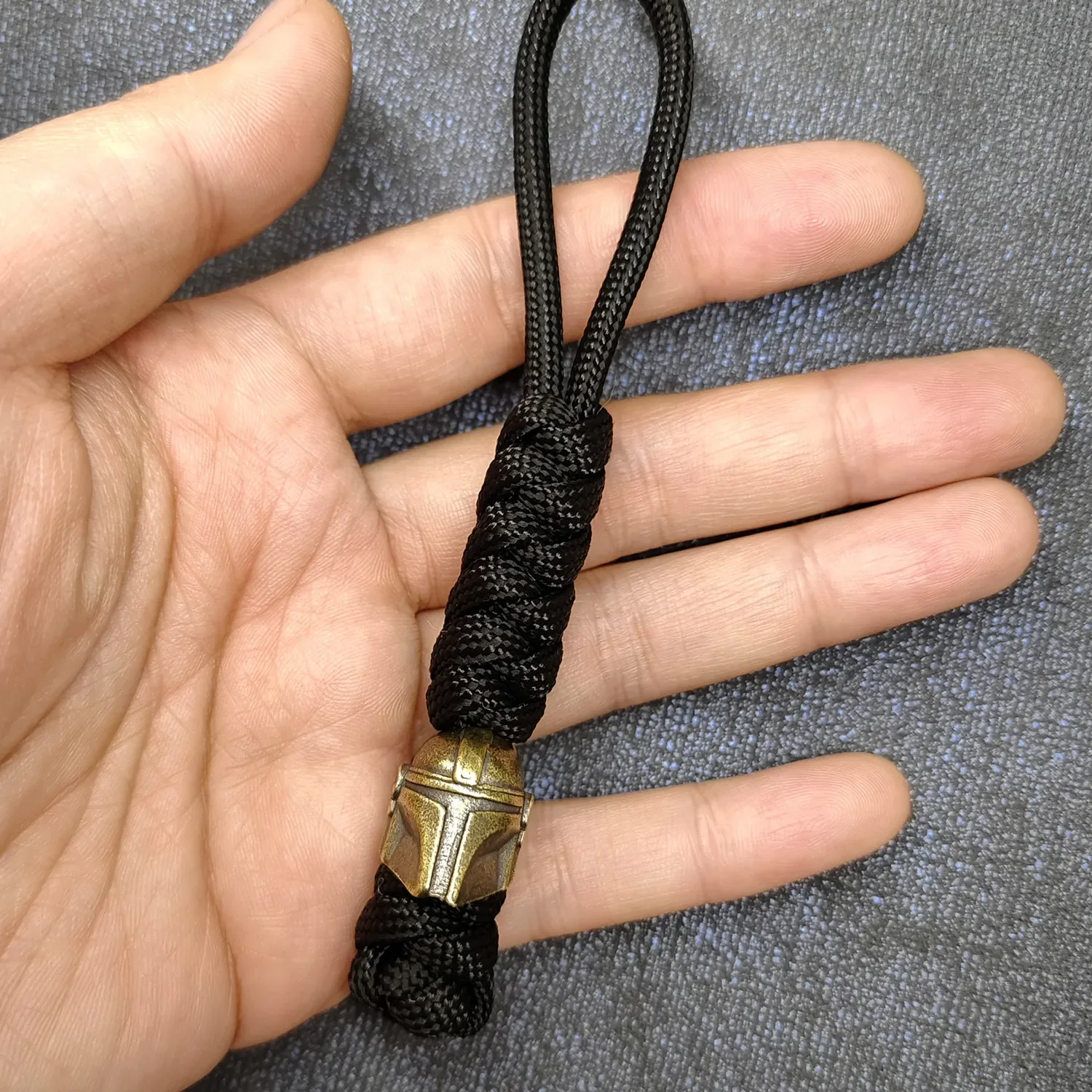 Vintage Copper Lanyard Keychain Biker helmet Pendant Woven Paracord Rope Accessories Bag Hanging Car Keychain Handmade Gifts