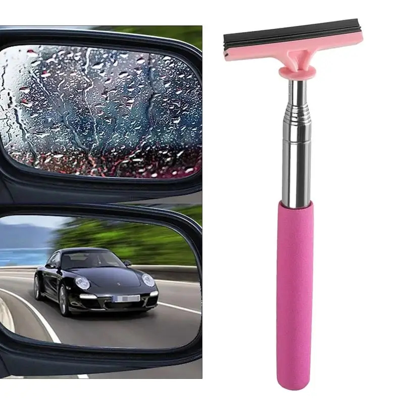 Universal Telescopic Squeegee Water Cleaner Mini Auto Mirror Cleaner Manico Lungo Strumento Di Pulizia Detergente Per Nebbia Di Vetro Per Auto
