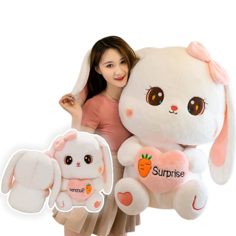 

Мультяшное красивое сердце, искусственная плюшевая игрушка, домашний декор, подарок на день рождения, детский спящий успокаивающий Рождественский кролик, креативная кукла-подушка