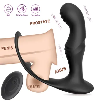 Male Prostate Massage Remote Anal Vibrator 10 Speeds Delay Ejaculation Ring Testis Stimulate Anus Plug Butt Adult Sex Toys 18+ 3