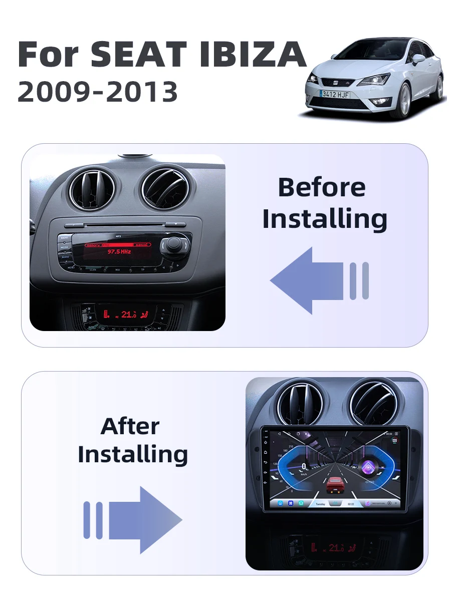 Autoradio für Seat Ibiza 6j 2009-2013 2010 Carplay Android Auto Intelligentes Automobil-Multimediasystem Navigations-Headunit – Detail 1