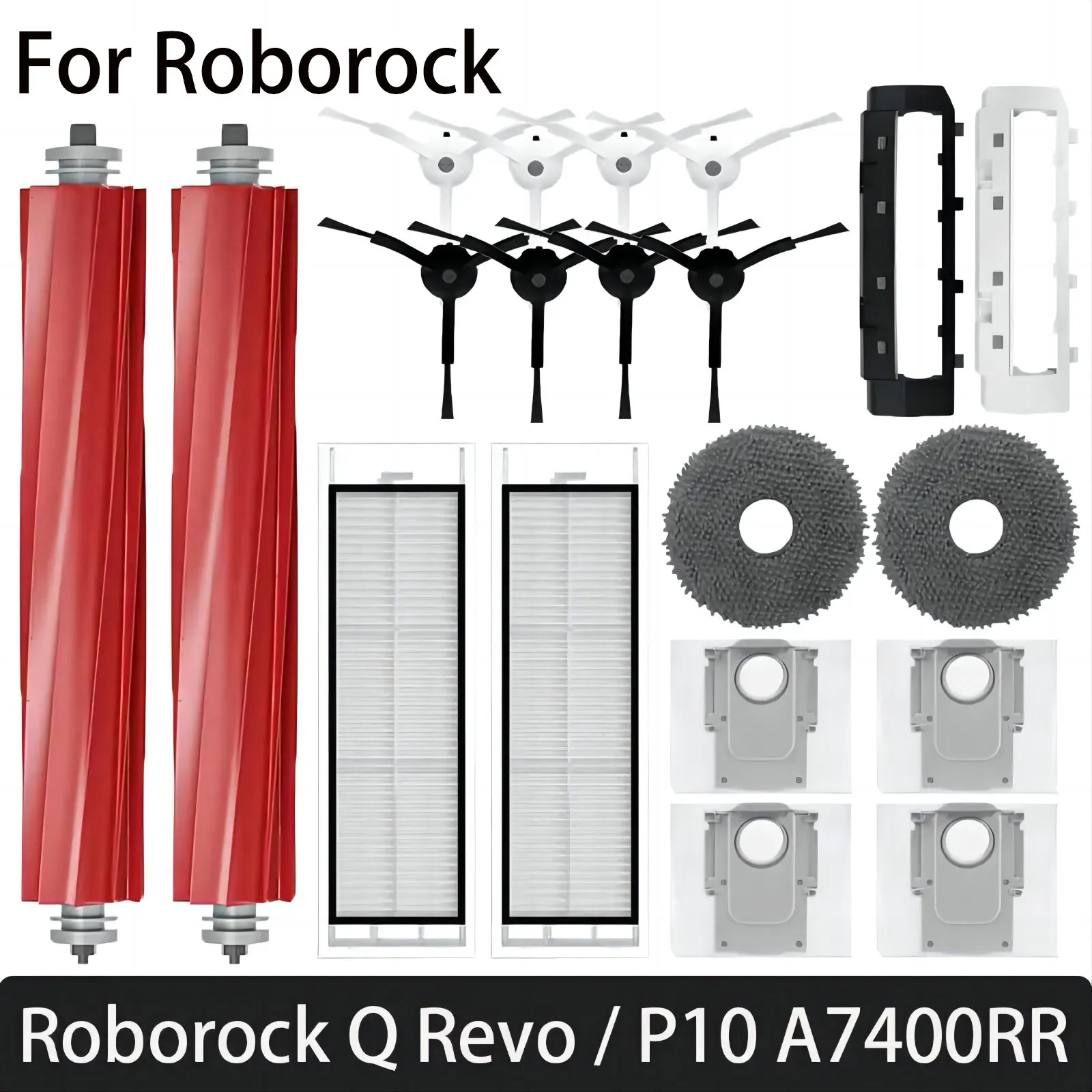 

For Roborock Q Revo / P10 A7400RR Robot Vacuums Cleaner Accessory Main Side Brush Hepa Filter Mop Cloths Dust Bag Spare Parts