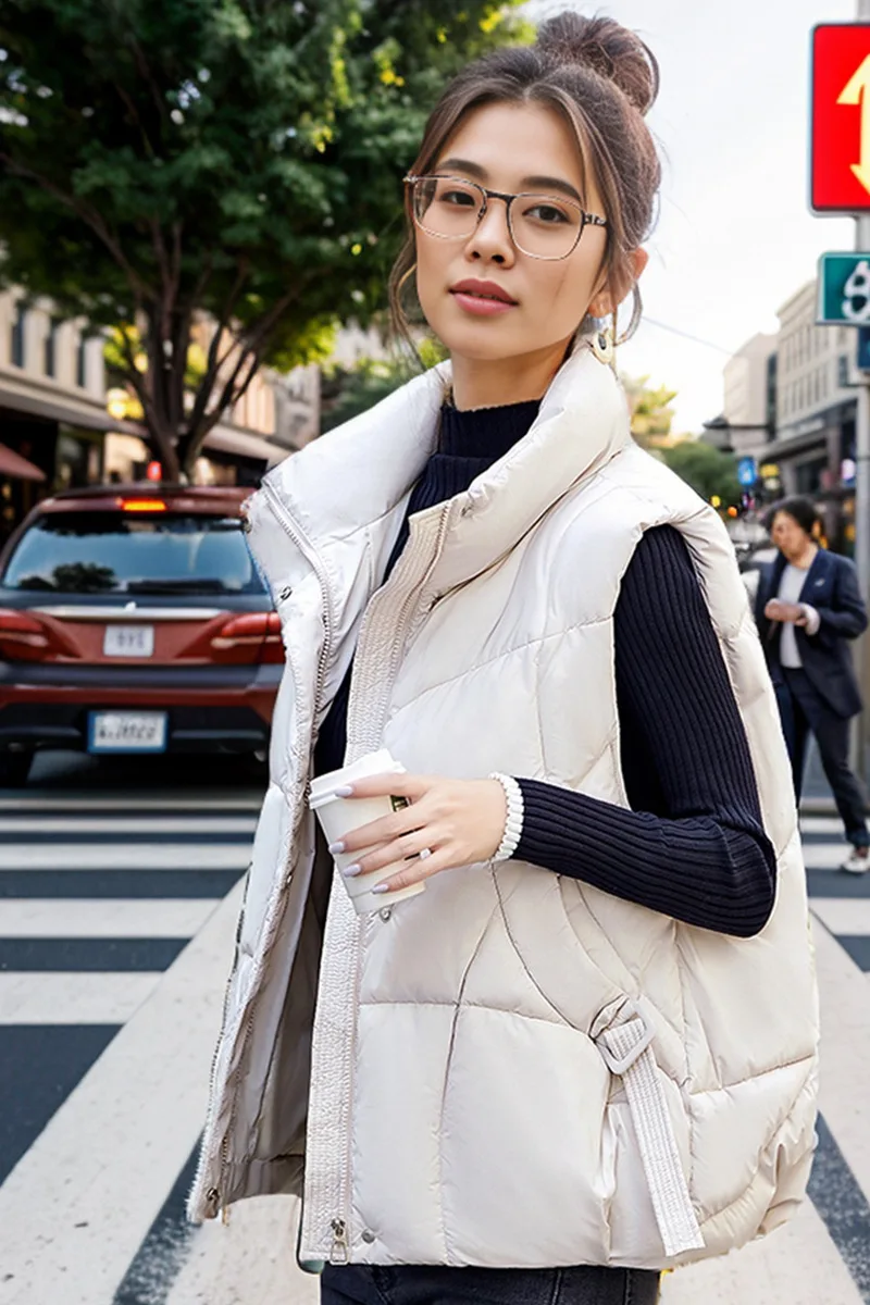 Women Fashion Stand Collar All-Match Warm Sleeveless Waistcoat Jacket Coat Autumn Winter Down Cotton Vest
